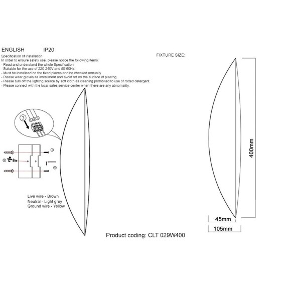 Бра Crystal Lux CLT 029W400 WH