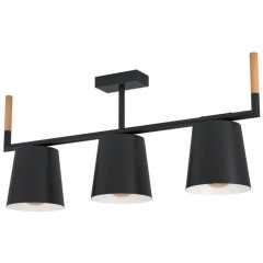 43611 Подвесной потолочный светильник (люстра) LACEY, 3Х40W, E27, L780, B160, H335, сталь/дерево, че 43611 Подвесной потолочный светильник (люстра) LACEY, 3Х40W, E27, L780, B160, H335, сталь/дерево, че