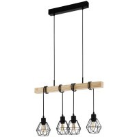 44075 Подвес TOWNSHEND 5, 4х60W(E27), L700, B200, H1100, сталь, дерево, черный, коричневый