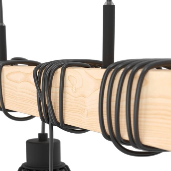44075 Подвес TOWNSHEND 5, 4х60W(E27), L700, B200, H1100, сталь, дерево, черный, коричневый