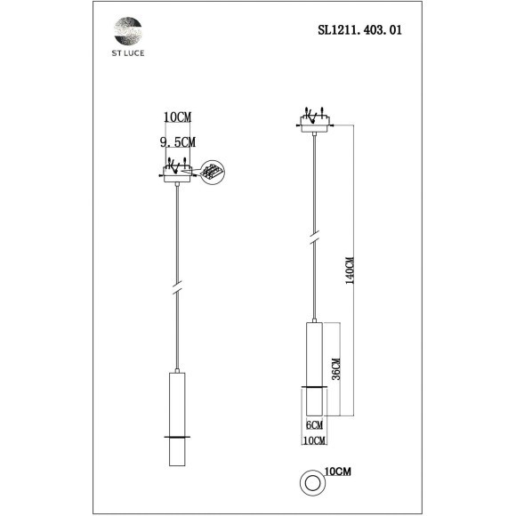 SL1211.403.01 ST Luce VARESE Подвес, GU10,1х5W, золотистый/черный, золотистый