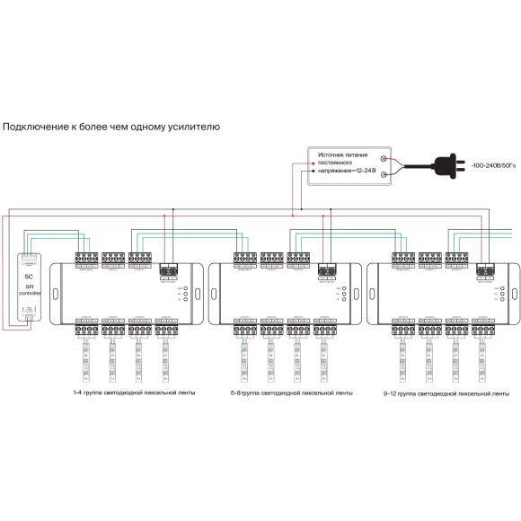 Maytoni RP01-SPI-6CH 711007 6 канальный усилитель SPI сигнала для светодиодных лент, 5-24В, RGB/RGBW