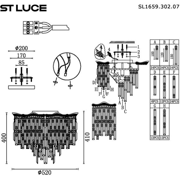 SL1659.302.07 Светильник потолочный ST-Luce Латунь/Прозрачный E14 7*60W OFELIA SL1659.302.07 Светильник потолочный ST-Luce Латунь/Прозрачный E14 7*60W OFELIA