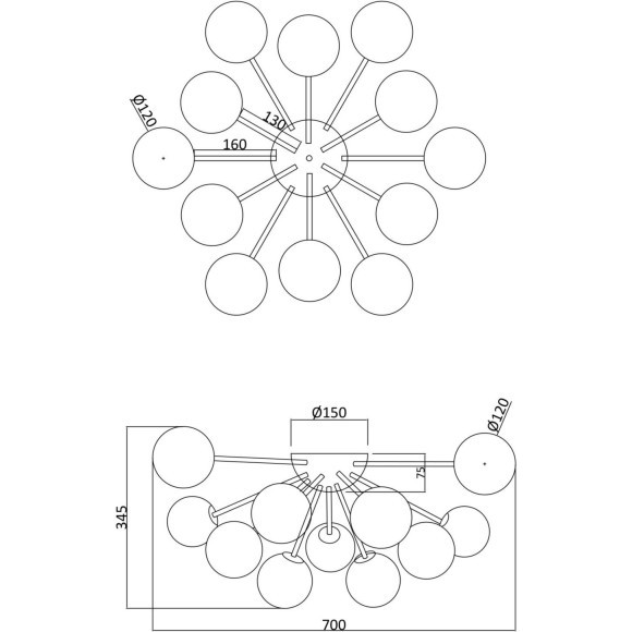 Люстра потолочная Freya FR5120CL-12G Alexis под лампы 12xG9 25W