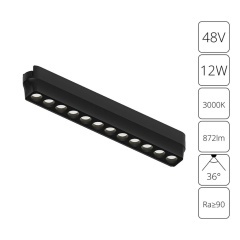 A1154PL-1BK Трековый магнитный светодиодный светильник Arte Lamp Rapid 48V CRI90+ 3000К 872Лм 36° 12Вт A1154PL-1BK Трековый магнитный светодиодный светильник Arte Lamp Rapid 48V CRI90+ 3000К 872Лм 36° 12Вт