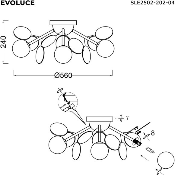 SLE2502-202-04 Светильник потолочный Золотистый/Разноцветный G9 4*5W VOLA