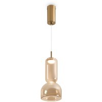 Freya Ore FR5636PL-L6AM1 Одинарный подвесной LED-светильник в стиле модерн, 6 Вт, 3000К, CRI 80, 300 лм, 120°, 220В, диаметр 130 мм, высота 470 - 2350 мм, основанием металл цвета латунь, плафон янтарное стекло