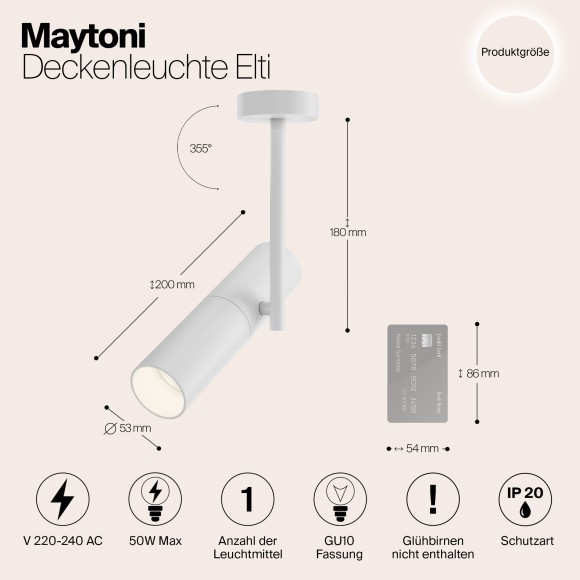 Спот настенный Maytoni C020CL-01W Elti под лампу 1xGU10 50W Спот настенный Maytoni C020CL-01W Elti под лампу 1xGU10 50W