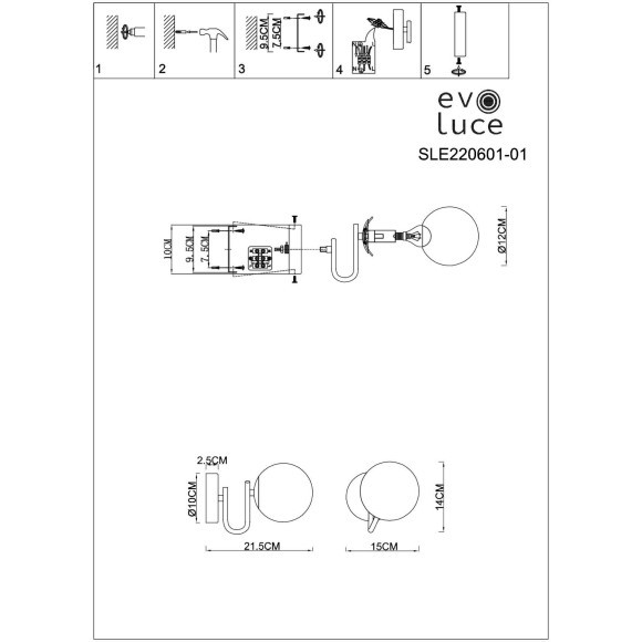 SLE220601-01 Светильник настенный Золотистый/Белый E14 1*40W CALABRIA SLE220601-01 Светильник настенный Золотистый/Белый E14 1*40W CALABRIA
