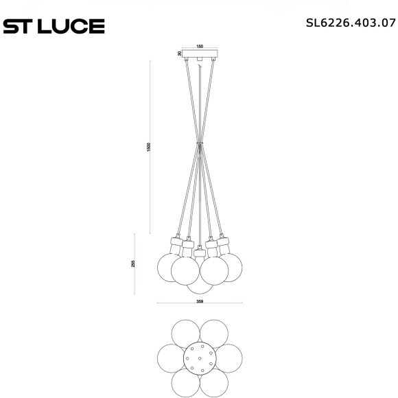 SL6226.403.07 Светильник подвесной ST-Luce Черный/Белый G9 7*5W 4000K CORK