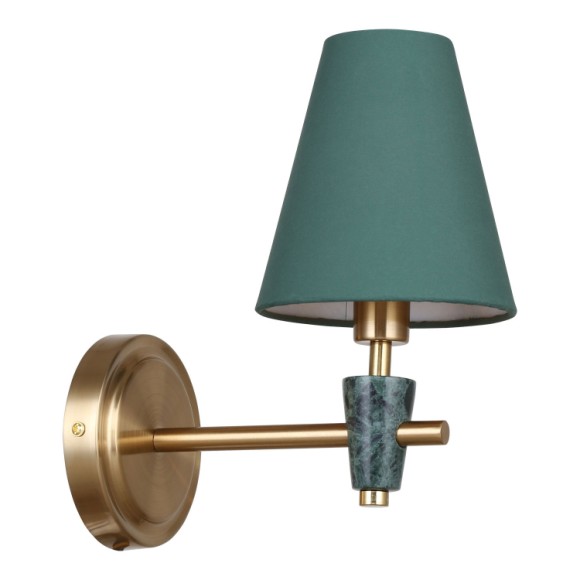 SY8888 Lussole BADGER Бронзовое бра с зелёным тканевым плафоном, E14, 1 x 40 Вт, IP20