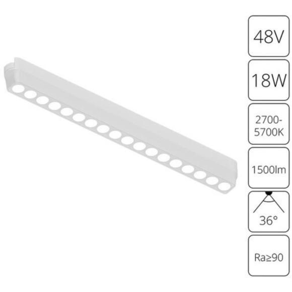 A2969PL-1WH Трековый магнитный светодиодный SMART (TUYA, Алиса, Bluetooth, Wi-Fi) светильник Arte Lamp Rapid 48V CRI90+ 2700-6000К 1500Лм 36° 18Вт A2969PL-1WH Трековый магнитный светодиодный SMART (TUYA, Алиса, Bluetooth, Wi-Fi) светильник Arte Lamp Rapid 48V CRI90+ 2700-6000К 1500Лм 36° 18Вт