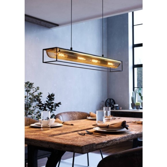 43788 Люстра NOHALES, 4X40W (E27), L1120, B170, H1500, сталь, черный, латунь