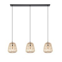 390153 MONTEZUELO Люстра потолочная с тремя лампами E27, дерево коричневый, металл черный