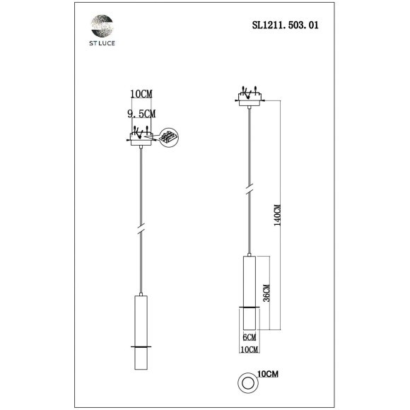 SL1211.503.01 ST Luce VARESE Подвес, GU10,1х5W, золотистый/белый, золотистый SL1211.503.01 ST Luce VARESE Подвес, GU10,1х5W, золотистый/белый, золотистый