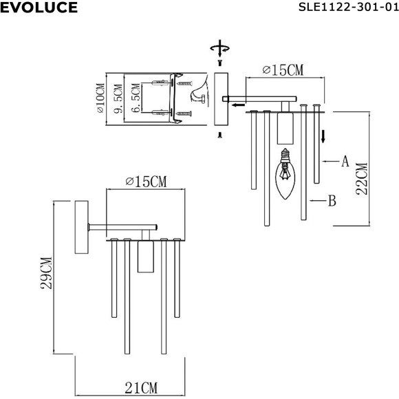 SLE1122-301-01 Светильник настенный Латунь/Прозрачный E14 1*40W LYNDEN