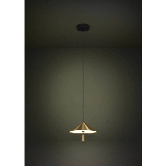 390271 Подвесной светильник (люстра) PARAGUAY, 1X12W (LED), 3000K, 1360lm, ?270, сталь, черный, матовая латунь/пластик, белый