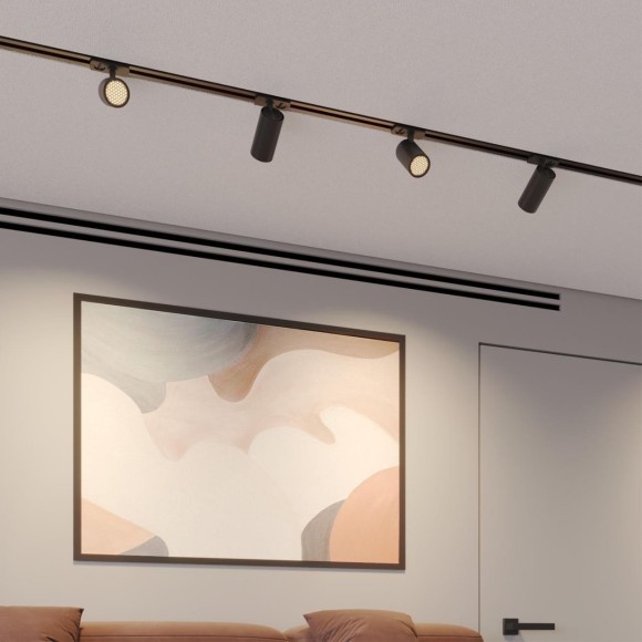 Novotech SELENE 359901 Современный трековый поворотный LED-светильник-спот направленного света для однофазной двухжильной системы BASE, 10Вт, 491Лм, 3000К, угол 36°, CRI90, UGR19, 220В, IP20, черный алюминий, длина 120 мм, ширина 55 мм, высота 87 мм