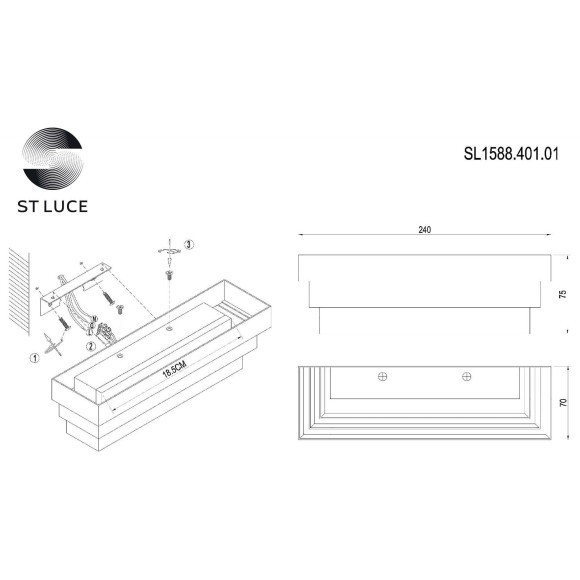 SL1588.401.01 Светильник настенный ST-Luce Черный/Белый LED 1*12W 4000K Настенные светильники