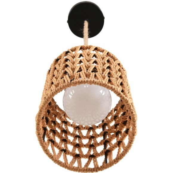 8366/1A ECO LN26 327 черный/серый/бежевый, бетон/металл/джутовый шнур Подвес E27 LED 10W 220V BOHO