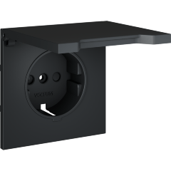 Накладка для розетки с заземлением, защитными шторками и крышкой, S70 (графит)