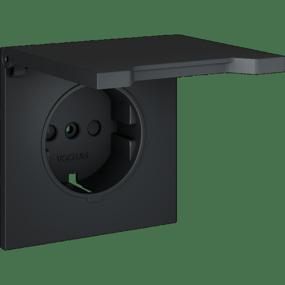 Накладка для розетки с заземлением, защитными шторками и крышкой, S70 (графит)