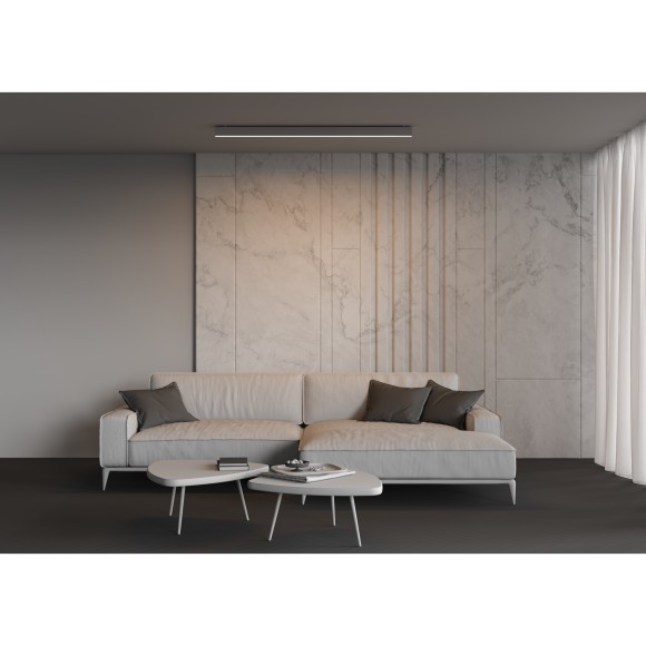 Maytoni LL311037 Накладной белый линейный LED-светильник длиной 150 см в стиле хай-тек, 30 Вт, 3000К, 2250 лм, 120°, 220В, белый алюминий, акриловый рассеиватель. Комплектация: профиль, LED лента, блок питания, рассеиватель