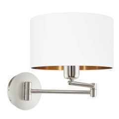 95058 PASTERI Бра настенный с одной лампой E27, 60Вт, механический выключатель, белый ткань, никель 95058 PASTERI Бра настенный с одной лампой E27, 60Вт, механический выключатель, белый ткань, никель