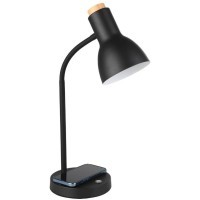 900628 Настольная лампа VERADAL-QI, LED 5,5W, 720lm, B125, H490, дерево, пластик, черный, коричневый/сталь, черный
