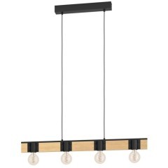 43902 Люстра BAILRIGG, 4X40W (E27), L895, B45, H1100, сталь, дерево, черный, коричневый 43902 Люстра BAILRIGG, 4X40W (E27), L895, B45, H1100, сталь, дерево, черный, коричневый