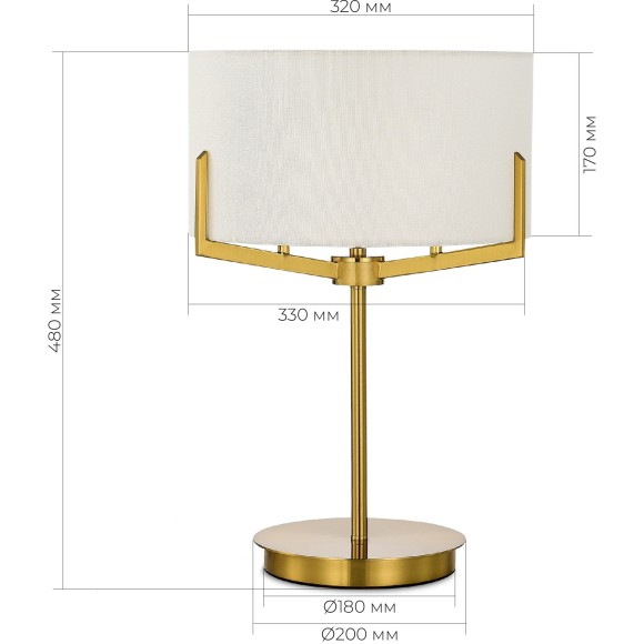 SLE3010-304-02 Светильник настольный Латунь/Белый E27 2*60W LINTON SLE3010-304-02 Светильник настольный Латунь/Белый E27 2*60W LINTON