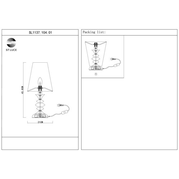 SL1137.104.01 Прикроватная лампа Никель/Белый E14 1*40W RIONFO SL1137.104.01 Прикроватная лампа Никель/Белый E14 1*40W RIONFO