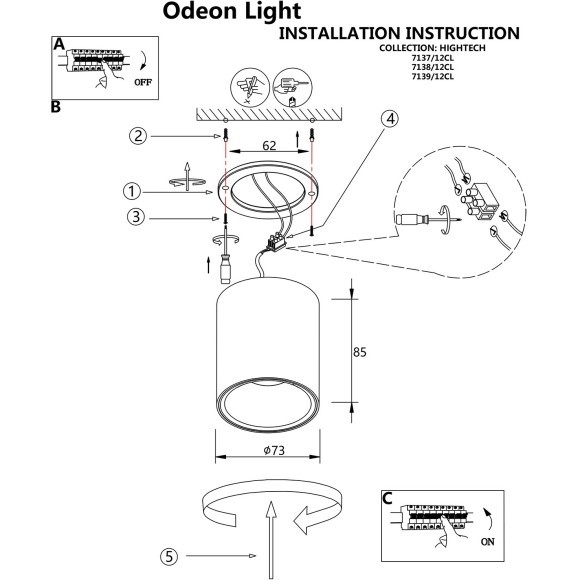 Потолочный светильник IP20 LED 12W 960Лм 3000K/4000K/6000K  36° 220-240V BRIM 7138/12CL