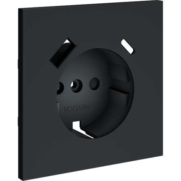 Накладка для розетки с заземлением и защитными шторками, с USB A+C, S70 (графит)