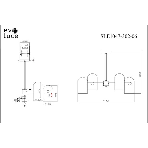SLE1047-302-06 Светильник потолочный Бронза/Молочно-белый E14 6*40W NOBILIA