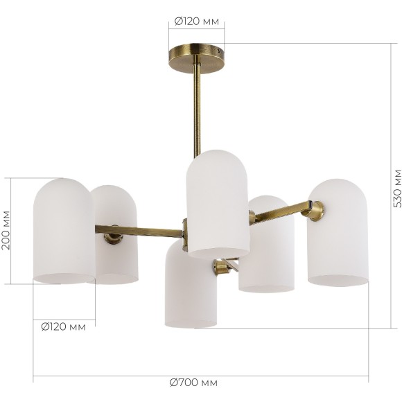 SLE1047-302-06 Светильник потолочный Бронза/Молочно-белый E14 6*40W NOBILIA