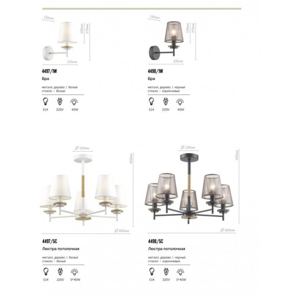 Бра Lumion 4497/1W BETSY под лампу 1xE14 40W