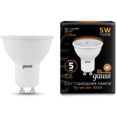 101506105 Лампа Gauss LED MR16 GU10 5W 500lm 3000K 1/10/100