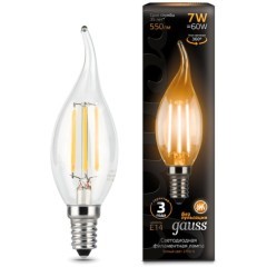 104801107 Лампа Gauss LED Filament Свеча на ветру E14 7W 550lm 2700К 1/10/50 104801107 Лампа Gauss LED Filament Свеча на ветру E14 7W 550lm 2700К 1/10/50