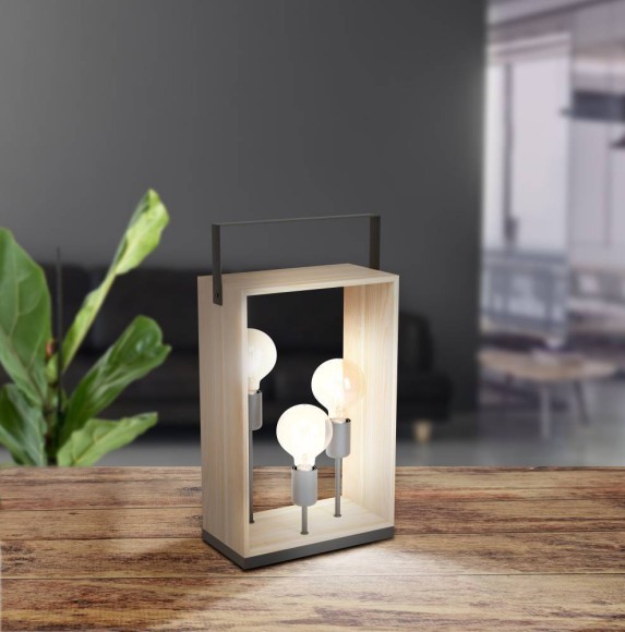 43416 Наст. лампа FAMBOROUGH, 3х40W (E27), 160х100, H400, основа 160х100, сталь, дерево, черный, нат