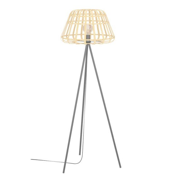 390155 EGLO MONTEZUELO Торшер с ножным выключателем, 1xE27, черный, коричневый, металл, дерево