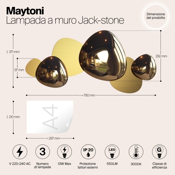 Бра Maytoni MOD314WL-L13G3K Jack-stone светодиодная 3xLED 13W