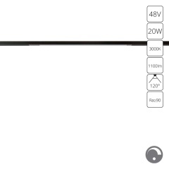 A7494PL-1BK Магнитный трековый светодиодный светильник диммируемый по 0.1-10V, 20Вт, 3000К, 1100лм, 120°, CRI90 Arte Lamp OPTIMA