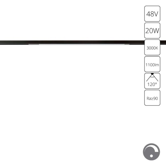A7494PL-1BK Магнитный трековый светодиодный светильник диммируемый по 0.1-10V, 20Вт, 3000К, 1100лм, 120°, CRI90 Arte Lamp OPTIMA