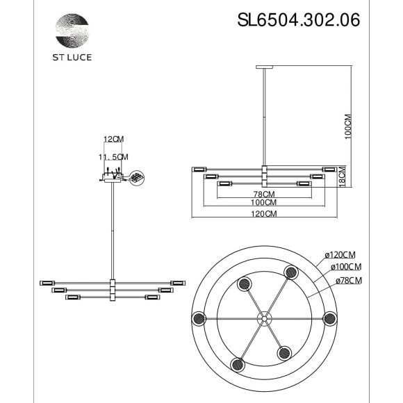 SL6504.302.06 Светильник потолочный ST-Luce Латунь/Латунь LED 6*5W 3000K VICO SL6504.302.06 Светильник потолочный ST-Luce Латунь/Латунь LED 6*5W 3000K VICO