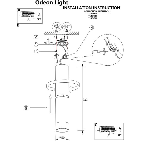 Потолочный светильник IP20 LED 8W 640Лм 3000K 24° LIGO 7135/8CL