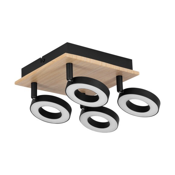 901205 RIELVES Светодиодный спот 4x5W, 2200Лм, 3000К, L190, B190, H160, дерево, сталь, коричневый, черный, пластик, белый 901205 RIELVES Светодиодный спот 4x5W, 2200Лм, 3000К, L190, B190, H160, дерево, сталь, коричневый, черный, пластик, белый