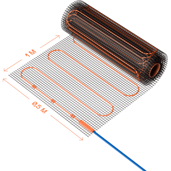 VLT01-200-0.5 Нагревательный мат (Теплый пол) длиной 1 метр и шириной 0.5 метра (0.5 м²) Voltum Т200 мощность 100Вт 200Вт/м², двужильный экранированный кабель, клеевая сетка, укладка в плиточный клей/стяжку, гарантия 25 лет, IP X7 VLT01-200-0.5 Нагревательный мат (Теплый пол) длиной 1 метр и шириной 0.5 метра (0.5 м²) Voltum Т200 мощность 100Вт 200Вт/м², двужильный экранированный кабель, клеевая сетка, укладка в плиточный клей/стяжку, гарантия 25 лет, IP X7