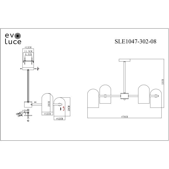 SLE1047-302-08 Светильник потолочный Бронза/Молочно-белый E14 8*40W NOBILIA SLE1047-302-08 Светильник потолочный Бронза/Молочно-белый E14 8*40W NOBILIA
