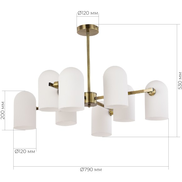 SLE1047-302-08 Светильник потолочный Бронза/Молочно-белый E14 8*40W NOBILIA SLE1047-302-08 Светильник потолочный Бронза/Молочно-белый E14 8*40W NOBILIA